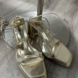 Public Desire Gold Strappy Heels